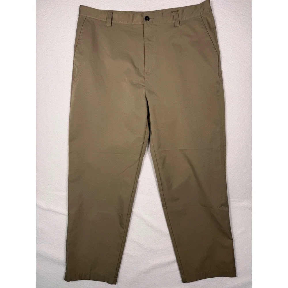 Adidas Golf Pants Mens 38x30 Khaki Tan Climalite Flat Front Performance Trousers